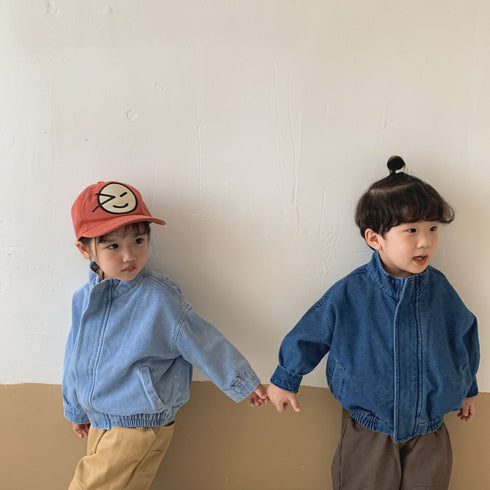 Simple children's denim jacket spring and autumn baby jacket